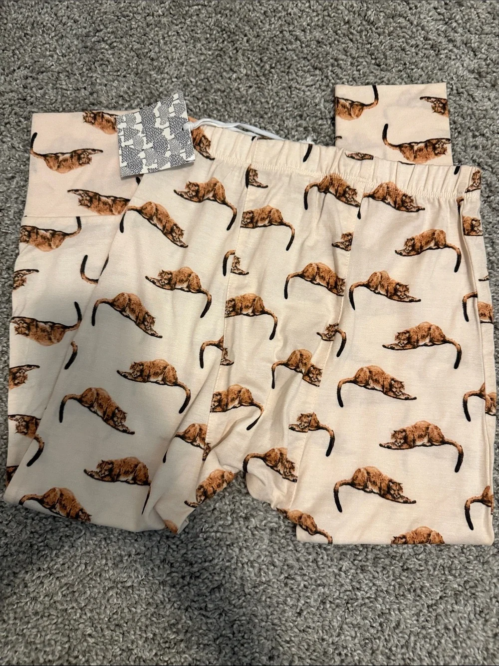 kate quinn Cream Leggings with Brown Tiger Print
